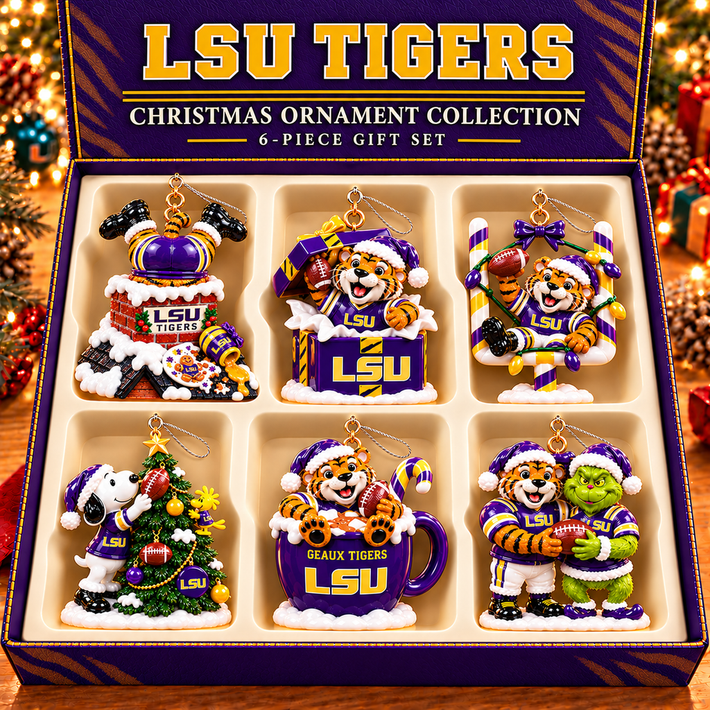 LSU Premium Christmas Tree Ornament Set TMH