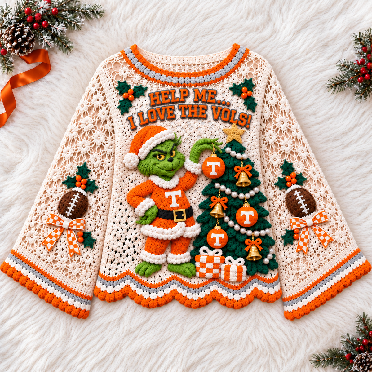TVF Women’s Premium Christmas Bell-Sleeve Sweater TMH