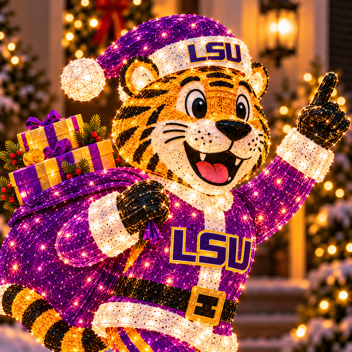 LSU Premium Lighted Christmas Mascot Decoration BMD