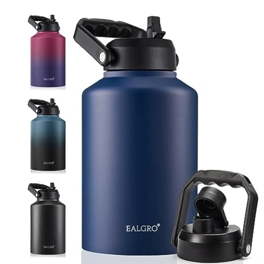 Gallon Insulated Water Bottle Jug with Straw Large Stainless Steel Sports Metal Water Canteen With Handle Thermal Water Cup Mug