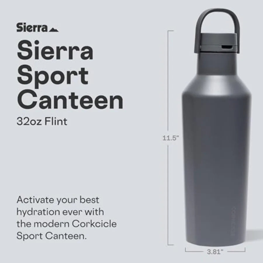 Classic Sport Canteen Insulated Water Bottle - Keeps Beverages Cold 25 Hours - Triple Insulated - Summer Drinkware Gift - Keeps