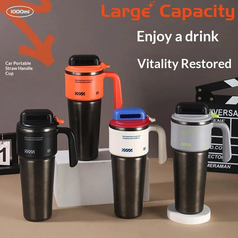 Robo-Armor Portable Insulated Cup Sport Mode Quick-Open Straw Car Ice Maker Travel Tumbler