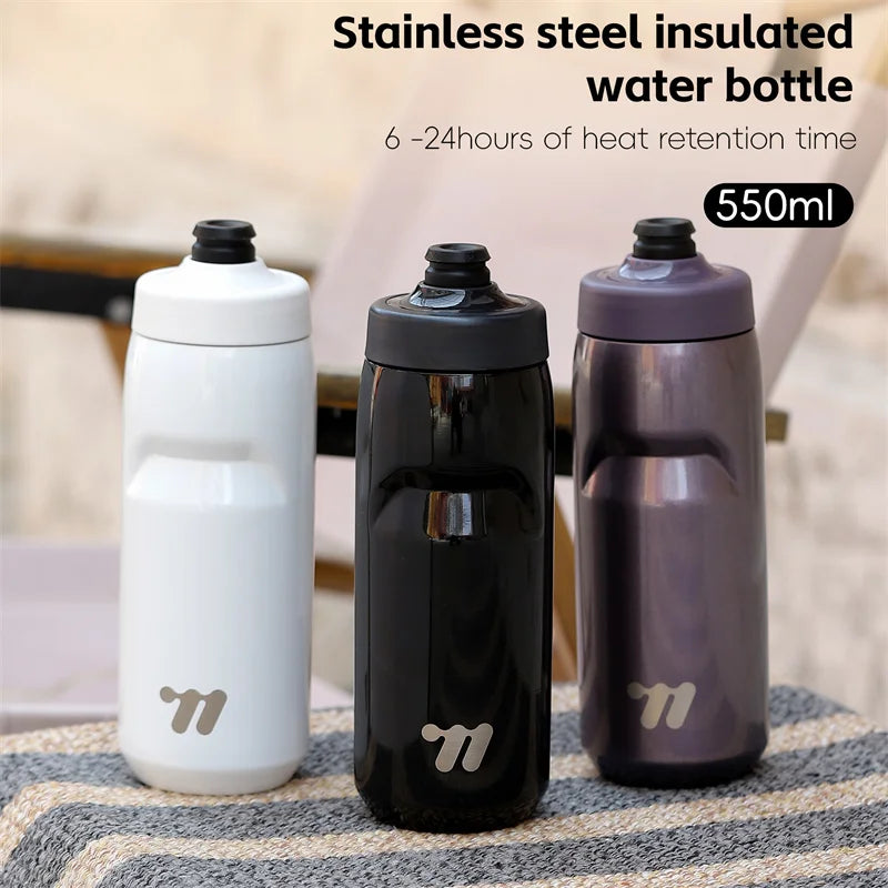 WEST BIKING Stainless Steel Sport Water Bottle 550ml 24H Cold/Hot Keeping Multi Layer Wall Vacuum Insulated Tumbler Thermos Bott