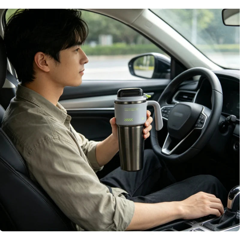 Robo-Armor Portable Insulated Cup Sport Mode Quick-Open Straw Car Ice Maker Travel Tumbler